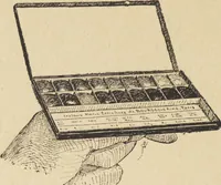 An illustration from Jules Chauvin : atelier de dorure et d'encadrements, fournitures speciales pour artistes, agent general pour la France, des couleurs a la detrempe a la majolique et a la resine du Baron de Pereira, des couleurs resineuses de Mussini, des couleurs a l'huile et a l'ambre dissous de Jacques Blockx, des toiles fond albumen et majolique, preparees par le procede de Pereira pour la peinture a la detrempe et a l'huile, couleurs extra fines a l'huile broyees a la main, couleurs extra fines al detrempe... materiel d'artistes (1893)