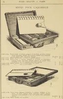 An illustration from Jules Chauvin : atelier de dorure et d'encadrements, fournitures speciales pour artistes, agent general pour la France, des couleurs a la detrempe a la majolique et a la resine du Baron de Pereira, des couleurs resineuses de Mussini, des couleurs a l'huile et a l'ambre dissous de Jacques Blockx, des toiles fond albumen et majolique, preparees par le procede de Pereira pour la peinture a la detrempe et a l'huile, couleurs extra fines a l'huile broyees a la main, couleurs extra fines al detrempe... materiel d'artistes (1893)