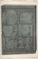 An illustration from Antiquités mexicaines : relation des trois expéditions du capitaine Dupaix, ordonnées en 1805, 1806, et 1807, pour la recherche des antiquités du pays, notamment celles de Mitla et de Palenque : [atlas] / accompagnée des dessins de Castañeda et d'une carte du pays exploré ; suivie d'un parallèle de ces monuments avec ceux de l'Égypte, de l'Indostan, et du reste de l'ancien monde, par M. Alexandre Lenoir, d'une dissertation sur l'origine de l'ancienne population des deux Amériques et sur les diverses antiquités de ce continent, par M. Warden, avec un discours préliminaire par M. Charles Farcy, et des notes explicatives, et autres documents, par MM. Baradère, de St. Priest, et plusieurs voyageurs que ont parcouru l'Amérique (1834)