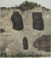 An illustration from Antiquités mexicaines : relation des trois expéditions du capitaine Dupaix, ordonnées en 1805, 1806, et 1807, pour la recherche des antiquités du pays, notamment celles de Mitla et de Palenque : [atlas] / accompagnée des dessins de Castañeda et d'une carte du pays exploré ; suivie d'un parallèle de ces monuments avec ceux de l'Égypte, de l'Indostan, et du reste de l'ancien monde, par M. Alexandre Lenoir, d'une dissertation sur l'origine de l'ancienne population des deux Amériques et sur les diverses antiquités de ce continent, par M. Warden, avec un discours préliminaire par M. Charles Farcy, et des notes explicatives, et autres documents, par MM. Baradère, de St. Priest, et plusieurs voyageurs que ont parcouru l'Amérique (1834)