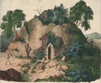 An illustration from Antiquités mexicaines : relation des trois expéditions du capitaine Dupaix, ordonnées en 1805, 1806, et 1807, pour la recherche des antiquités du pays, notamment celles de Mitla et de Palenque : [atlas] / accompagnée des dessins de Castañeda et d'une carte du pays exploré ; suivie d'un parallèle de ces monuments avec ceux de l'Égypte, de l'Indostan, et du reste de l'ancien monde, par M. Alexandre Lenoir, d'une dissertation sur l'origine de l'ancienne population des deux Amériques et sur les diverses antiquités de ce continent, par M. Warden, avec un discours préliminaire par M. Charles Farcy, et des notes explicatives, et autres documents, par MM. Baradère, de St. Priest, et plusieurs voyageurs que ont parcouru l'Amérique (1834)