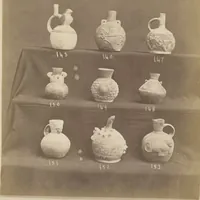 An illustration from Ancient pottery from the graves of Indians of Peru, South America : cheifly [sic] from the Santa valley near Chimbote ... photographed for W.W. Evans / by J.W. Hennager, New Rochelle, Jany. 1877 (1877)
