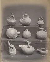 An illustration from Ancient pottery from the graves of Indians of Peru, South America : cheifly [sic] from the Santa valley near Chimbote ... photographed for W.W. Evans / by J.W. Hennager, New Rochelle, Jany. 1877 (1877)