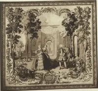 An illustration from The comedies of Molière : tapestries with subjects from the comedies of Molière, executed under Louis XV at the Royal Manufactory of Beauvais after cartoons by Jean Baptiste Oudry (1686-1755) and woven under the supervision of N. Besnier (1686)