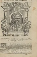 An illustration from Vita del gran Michelagnolo Bvonarroti / scritta da M. Giorgio Vasari, pittore & architetto aretino con le sue magnifiche essequie stategli fatte in Fiorenza, dall'Achademia del disegno (1568)