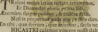 An illustration from Descrizione del celebre Arco : eretto in Benevento a Marco Ulpio Trajano, XIV. imperadore, dal senato, e populo di Roma nell'anno del Signore 112. Col compendio delle antiche, e moderne memorie di detta città di Benevento, e delle gloriose geste del medesimo imperadore / opera di Giovanni di Nicastro . (1723)
