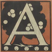 An illustration from Letters designed and cut on linoleum blocks / by the Lettering class of Teachers College, Columbia University, 1920 (1920)