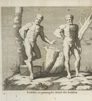 An illustration from Natuurlyk en schilderkonstig ontwerp der menschkunde leerende niet alleen de kennis van de gestalte, proportie, schoonheyd, muskelen, bewegingen, actien, passien, en welstand der menschbeelden : tot de teykenkunde, schilderkunde, beeldhouwery, bootseer en giet-oeffening toepassen : maar ook hoe sich een mensch na deselve regelen ... / door W. Goeree (1682)