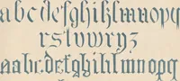 An illustration from The book of ornamental alphabets, ancient and modern, from the ninth to the nineteenth century, with numerals : including Gothic, church-text, large and small, German, Italian, arabesque, initials for illumination, rustic, large and small, ornamental : and with an analysis of the Roman and Old English alphabets (large and small) ... / collected and designed by F. Delamotte (1858)