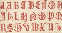An illustration from The book of ornamental alphabets, ancient and modern, from the ninth to the nineteenth century, with numerals : including Gothic, church-text, large and small, German, Italian, arabesque, initials for illumination, rustic, large and small, ornamental : and with an analysis of the Roman and Old English alphabets (large and small) ... / collected and designed by F. Delamotte (1858)