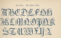 An illustration from The book of ornamental alphabets, ancient and modern, from the ninth to the nineteenth century, with numerals : including Gothic, church-text, large and small, German, Italian, arabesque, initials for illumination, rustic, large and small, ornamental : and with an analysis of the Roman and Old English alphabets (large and small) ... / collected and designed by F. Delamotte (1858)