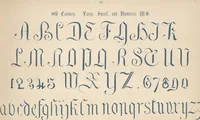 An illustration from The book of ornamental alphabets, ancient and modern, from the ninth to the nineteenth century, with numerals : including Gothic, church-text, large and small, German, Italian, arabesque, initials for illumination, rustic, large and small, ornamental : and with an analysis of the Roman and Old English alphabets (large and small) ... / collected and designed by F. Delamotte (1858)