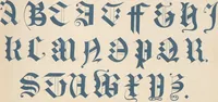 An illustration from The book of ornamental alphabets, ancient and modern, from the ninth to the nineteenth century, with numerals : including Gothic, church-text, large and small, German, Italian, arabesque, initials for illumination, rustic, large and small, ornamental : and with an analysis of the Roman and Old English alphabets (large and small) ... / collected and designed by F. Delamotte (1858)