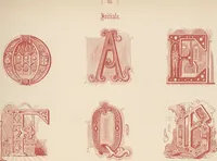 Picture 14 of 19 from The book of ornamental alphabets, ancient and modern, from the ninth to the nineteenth century, with numerals : including Gothic, church-text, large and small, German, Italian, arabesque, initials for illumination, rustic, large and small, ornamental : and with an analysis of the Roman and Old English alphabets (large and small) ... / collected and designed by F. Delamotte (1858), leaf 40