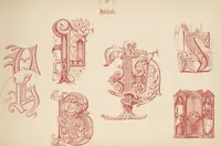 Picture 16 of 19 from The book of ornamental alphabets, ancient and modern, from the ninth to the nineteenth century, with numerals : including Gothic, church-text, large and small, German, Italian, arabesque, initials for illumination, rustic, large and small, ornamental : and with an analysis of the Roman and Old English alphabets (large and small) ... / collected and designed by F. Delamotte (1858), leaf 42