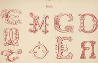 An illustration from The book of ornamental alphabets, ancient and modern, from the ninth to the nineteenth century, with numerals : including Gothic, church-text, large and small, German, Italian, arabesque, initials for illumination, rustic, large and small, ornamental : and with an analysis of the Roman and Old English alphabets (large and small) ... / collected and designed by F. Delamotte (1858)