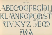 An illustration from The book of ornamental alphabets, ancient and modern, from the ninth to the nineteenth century, with numerals : including Gothic, church-text, large and small, German, Italian, arabesque, initials for illumination, rustic, large and small, ornamental : and with an analysis of the Roman and Old English alphabets (large and small) ... / collected and designed by F. Delamotte (1858)