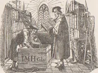An illustration from Bilderhefte zur Geschichte des Bücherhandels und der mit demselben verwandten Künste und Gewerbe / herausgegeben von Heinrich Lempertz (1853)