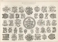 Picture 7 of 35 from Álbum graphique : recueil d'alphabets français, étrangers et ornés, couronnes, armes, supports, chiffres entrelacés et ornés : [volume 2] / monogrammes tires d'anciens manuscrits et composés par J. Girault (1870), leaf 13