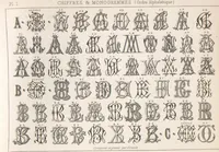 An illustration from Álbum graphique : recueil d'alphabets français, étrangers et ornés, couronnes, armes, supports, chiffres entrelacés et ornés : [volume 2] / monogrammes tires d'anciens manuscrits et composés par J. Girault (1870)