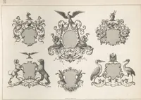 Picture 25 of 35 from Álbum graphique : recueil d'alphabets français, étrangers et ornés, couronnes, armes, supports, chiffres entrelacés et ornés : [volume 2] / monogrammes tires d'anciens manuscrits et composés par J. Girault (1870), leaf 71