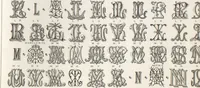 An illustration from Álbum graphique : recueil d'alphabets français, étrangers et ornés, couronnes, armes, supports, chiffres entrelacés et ornés : [volume 2] / monogrammes tires d'anciens manuscrits et composés par J. Girault (1870)