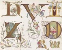 An illustration from Dondorf's Alphabete : eine Sammlung von Musterblättern der verschiedensten Schriftarten älterer und neuerer Zeit ... / [zusammengestellt von Fr. Christmann] (1873)