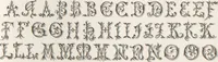 An illustration from Álbum graphique : recueil d'alphabets français, étrangers et ornés, couronnes, armes, supports, chiffres entrelacés et ornés : [volume 1] / monogrammes tires d'anciens manuscrits et composés par J. Girault (1870)