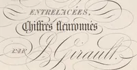 Picture 10 of 37 from Álbum graphique : recueil d'alphabets français, étrangers et ornés, couronnes, armes, supports, chiffres entrelacés et ornés : [volume 1] / monogrammes tires d'anciens manuscrits et composés par J. Girault (1870), leaf 34