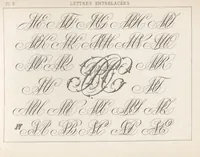 Picture 15 of 37 from Álbum graphique : recueil d'alphabets français, étrangers et ornés, couronnes, armes, supports, chiffres entrelacés et ornés : [volume 1] / monogrammes tires d'anciens manuscrits et composés par J. Girault (1870), leaf 44