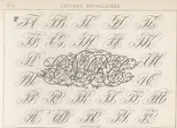 Picture 20 of 37 from Álbum graphique : recueil d'alphabets français, étrangers et ornés, couronnes, armes, supports, chiffres entrelacés et ornés : [volume 1] / monogrammes tires d'anciens manuscrits et composés par J. Girault (1870), leaf 50