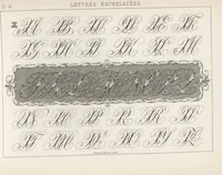Picture 22 of 37 from Álbum graphique : recueil d'alphabets français, étrangers et ornés, couronnes, armes, supports, chiffres entrelacés et ornés : [volume 1] / monogrammes tires d'anciens manuscrits et composés par J. Girault (1870), leaf 53