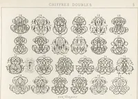 Picture 27 of 37 from Álbum graphique : recueil d'alphabets français, étrangers et ornés, couronnes, armes, supports, chiffres entrelacés et ornés : [volume 1] / monogrammes tires d'anciens manuscrits et composés par J. Girault (1870), leaf 66