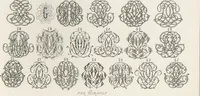 Picture 28 of 37 from Álbum graphique : recueil d'alphabets français, étrangers et ornés, couronnes, armes, supports, chiffres entrelacés et ornés : [volume 1] / monogrammes tires d'anciens manuscrits et composés par J. Girault (1870), leaf 67