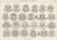 Picture 31 of 37 from Álbum graphique : recueil d'alphabets français, étrangers et ornés, couronnes, armes, supports, chiffres entrelacés et ornés : [volume 1] / monogrammes tires d'anciens manuscrits et composés par J. Girault (1870), leaf 70