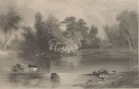 An illustration from Gallery of landscape painters : comprising twenty-four illustrations of American scenery, from paintings by G.L. Brown, W.H. Beard, Casilear, Colman, DeHaas, Gignoux, William Hart, James M. Hart, Hill, Hinshelwood, Hubbard, Inness, Kensett, Momberger, J.D. Smillie, Geo. H. Smillie, Whittredge ; Engraved on steel, by eminent engravers, with letter-press descriptions (1872)
