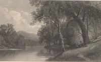 An illustration from Gallery of landscape painters : comprising twenty-four illustrations of American scenery, from paintings by G.L. Brown, W.H. Beard, Casilear, Colman, DeHaas, Gignoux, William Hart, James M. Hart, Hill, Hinshelwood, Hubbard, Inness, Kensett, Momberger, J.D. Smillie, Geo. H. Smillie, Whittredge ; Engraved on steel, by eminent engravers, with letter-press descriptions (1872)