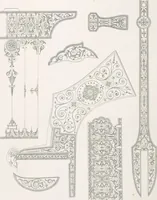 An illustration from Recueil d'ornements et de sujets pour être appliqués à l'ornementation des armes d'après les dessins des principaux artistes / gravé et publié par Charles Claesen (1800)