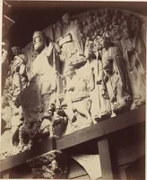 An illustration from The Cathedral of Santiago de Compostella in Spain, showing especially the sculpture of the Pórtico de la Gloria by Mestre Mateo / a series of twenty photographs recently taken by Thurston Thompson (1868)