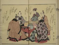 An illustration from Collection of Kyōka Verse with Portraits of Poets in Famous Numerical Groupings (Kyōka meisū gazō shū 狂歌名数画像集) : [volume 2] (1830)