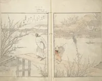 An illustration from Collected Light Verses and Noted Landscapes (Sansui kikan kyōka shū 山水奇観狂歌集) (1820)