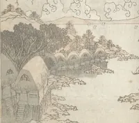 An illustration from Collected Light Verses and Noted Landscapes (Sansui kikan kyōka shū 山水奇観狂歌集) (1820)