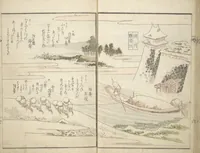 An illustration from Views of Famous Places in Japan Paired with Kyōka Poems (Kyōka fusō meisho zue 狂歌扶桑名所図会) (1824)