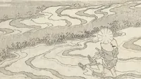 An illustration from Kyōka Poems as Chimes along the Tōkaidō (Kyōka tokan ekiro no suzu 狂歌東関駅路鈴) (1830)