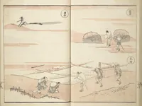 An illustration from Picture Album of Road Pictures (of the Tōkaidō Road) (Dōchū gafu 道中画譜) (1830)