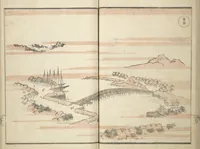 An illustration from Picture Album of Road Pictures (of the Tōkaidō Road) (Dōchū gafu 道中画譜) (1830)