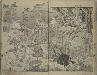An illustration from The Mountains of Husband and Wife (Onyo imoseyama 阥阦妹背山) (1810)