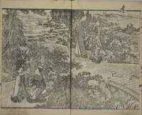 An illustration from The Mountains of Husband and Wife (Onyo imoseyama 阥阦妹背山) (1810)