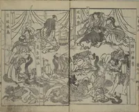 An illustration from The Mountains of Husband and Wife (Onyo imoseyama 阥阦妹背山) (1810)