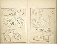 An illustration from Transmitting the Spirit, Revealing Form of Things: Picture Album of Drawings at One Stroke (Denshin kaishu ippitsu gafu 伝神開手 一筆画譜) (1823)